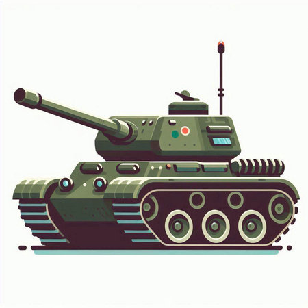 Cartoon tank isolated on white background. Vector illustration for your designのイラスト素材