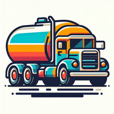 Truck with oil tank. Colorful vector illustration for your designのイラスト素材