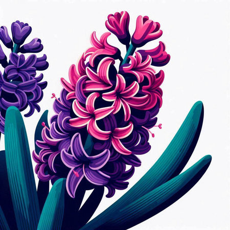 Colorful hyacinth flowers on white background. Vector illustration.のイラスト素材