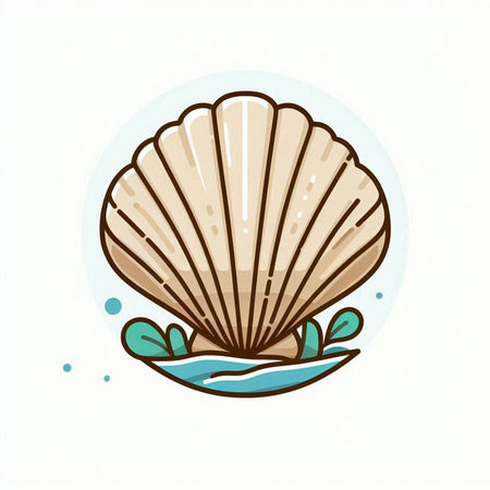 Illustration of a seashell on a white background. Vector illustrationのイラスト素材