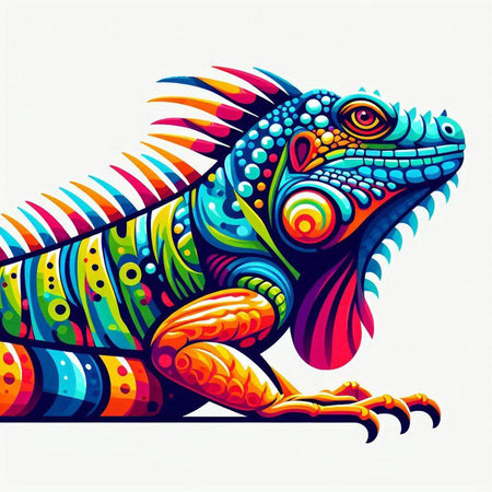 Colorful iguana on a white background. Vector illustration for your designのイラスト素材