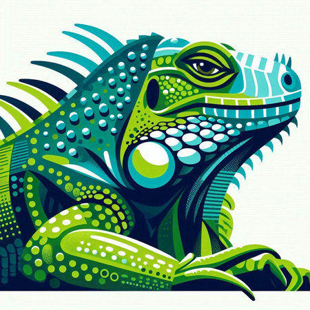 Green iguana on white background. Vector illustration for your design.のイラスト素材