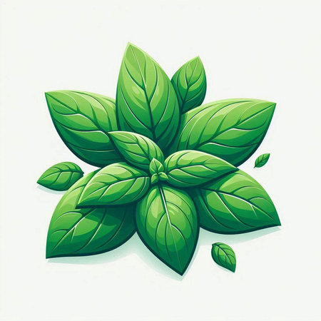 Basil leaves isolated on white background. Vector illustration. Eps 10.のイラスト素材