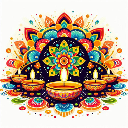 Indian festival Diwali - Diwali Diya. Vector illustrationのイラスト素材