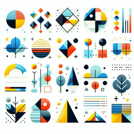 Set of abstract geometric shapes. Minimalistic design. Vector illustrationのイラスト素材