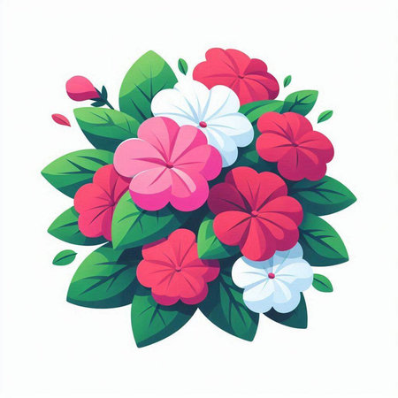 Flower bouquet isolated on white background. Colorful vector illustration.のイラスト素材