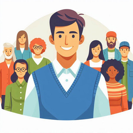 Group of people. Vector illustration in flat cartoon style. Group of people.のイラスト素材