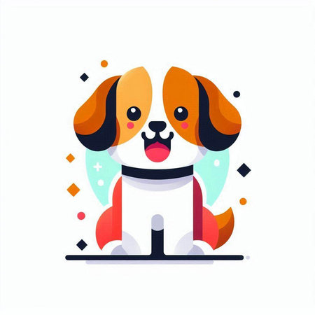 Cute cartoon dog character. Vector illustration in a flat style.のイラスト素材
