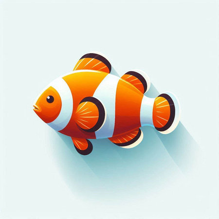 Illustration of an orange clownfish isolated on a blue background.のイラスト素材
