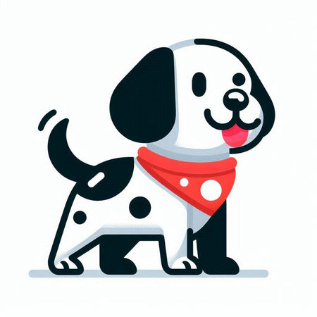 Dalmatian dog in red bandana. Vector illustration.のイラスト素材