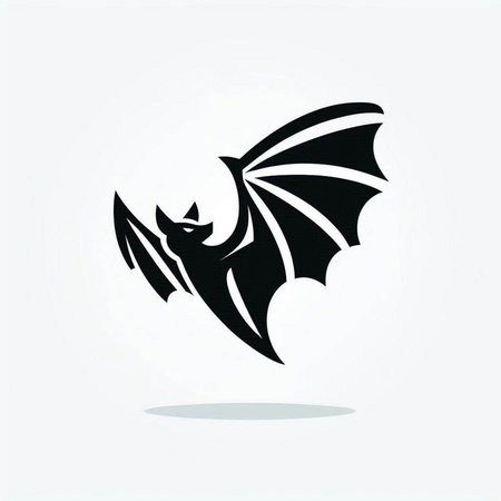 Bat icon. Black silhouette of a flying dragon. Vector illustration.のイラスト素材