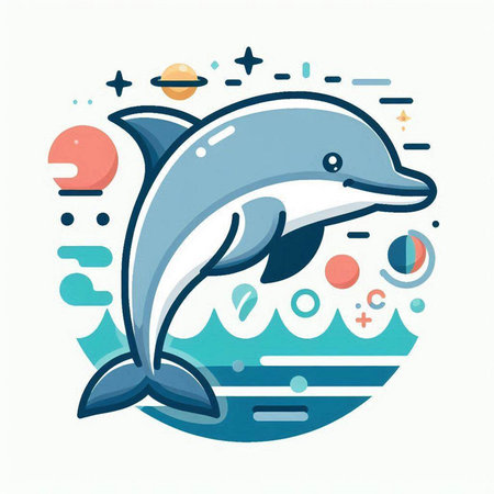 Dolphin icon in flat style. Vector illustration on white background.のイラスト素材