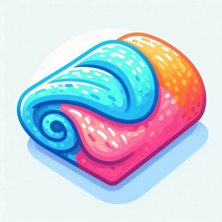 Vector illustration of a colorful rolled up towel isolated on white background.のイラスト素材