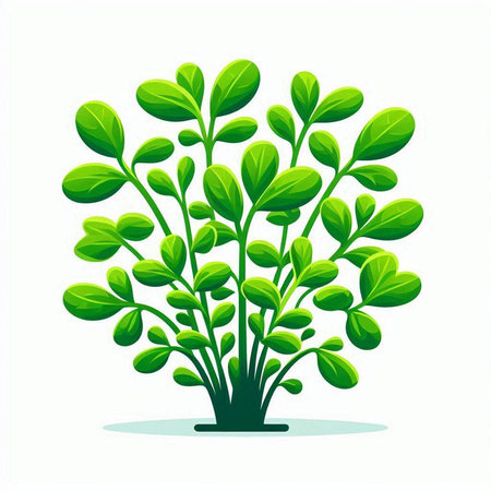 Green bush with leaves isolated on white background. Vector Illustration.のイラスト素材