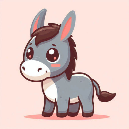 Cute cartoon donkey. Vector illustration of a funny cartoon donkey.のイラスト素材