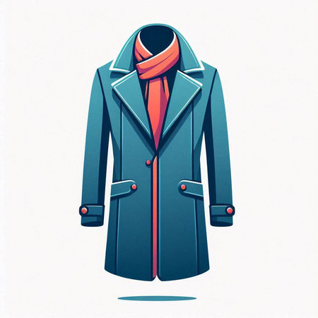 Vector illustration of a blue coat with a red tie on a white backgroundのイラスト素材