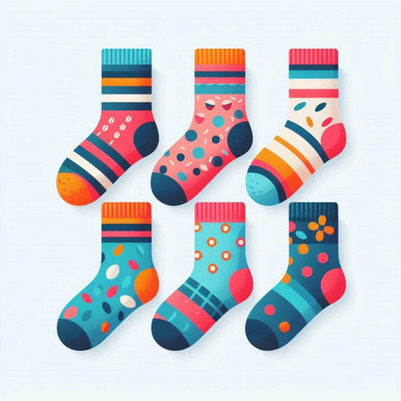 Set of colorful socks for your design. Vector illustration EPS 10.のイラスト素材