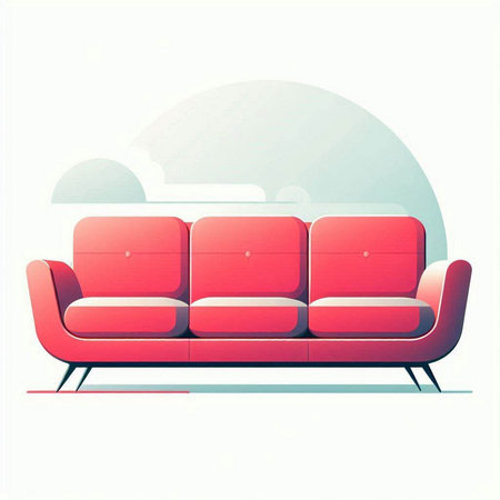 Red sofa in a flat style. Vector illustration on white background.のイラスト素材