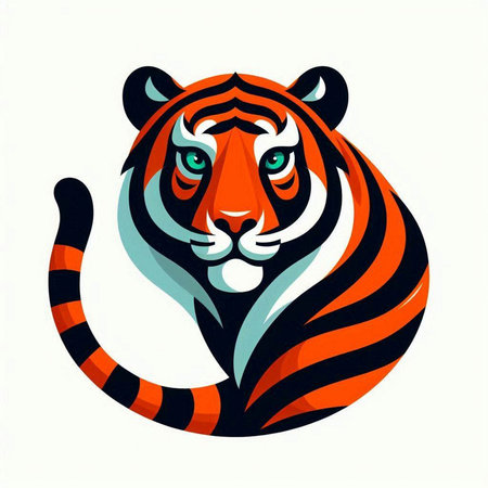 Tiger head, symbol of the new year 2022. Vector illustration.のイラスト素材