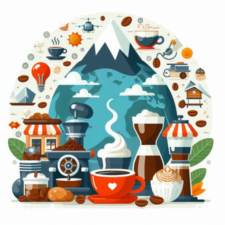 Coffee shop, cafe, restaurant, coffeehouse. Vector illustrationのイラスト素材