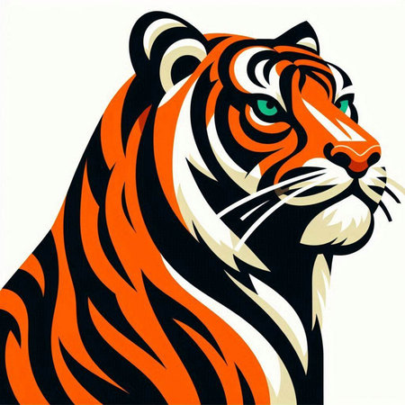 Tiger head on a white background. Vector illustration for your designのイラスト素材