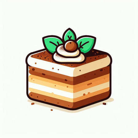 Cake icon. Vector illustration of cake with cream and cherry.のイラスト素材