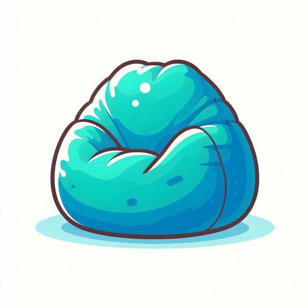 Illustration of a blue beanbag isolated on a white background.のイラスト素材