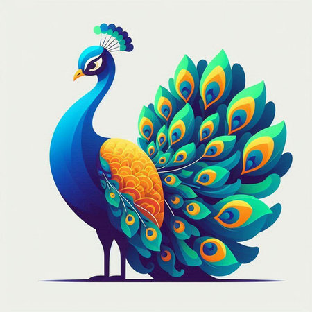 Peacock. Vector illustration. Isolated on white background.のイラスト素材