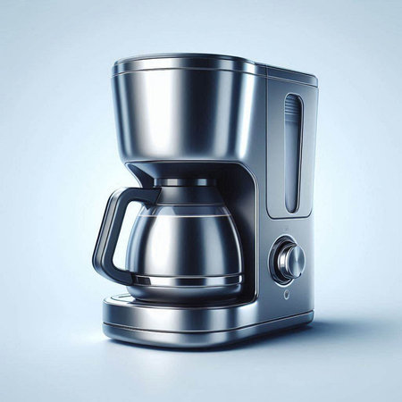 Coffee maker on blue background. 3d render illustration.のイラスト素材