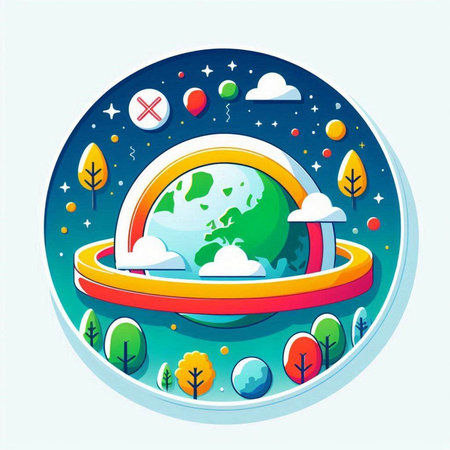 Earth planet in the circle. Vector illustration of planet earth in the circle.のイラスト素材