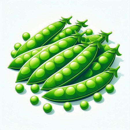 Green peas on a white background. Vector illustration. Eps 10.のイラスト素材