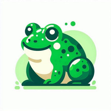 Green frog on a white background. Vector illustration of a frog.のイラスト素材