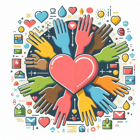 Human hands holding red heart. Concept of charity and donation. Vector illustration.のイラスト素材