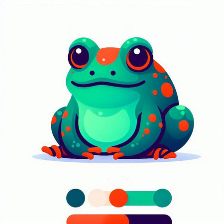 Cute cartoon frog on white background. Vector illustration for your designのイラスト素材