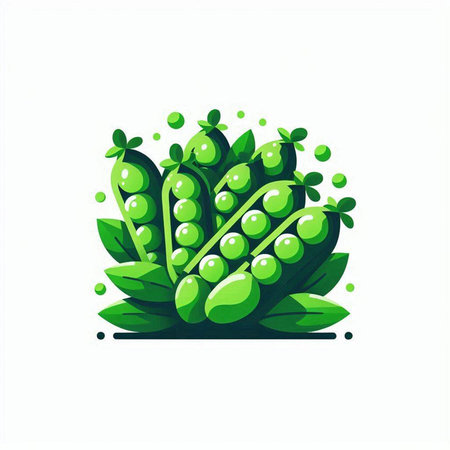 Green peas vector illustration isolated on white background. Fresh green peas icon.のイラスト素材