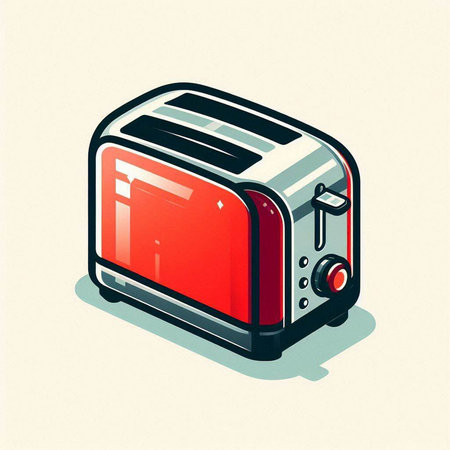Illustration of a toaster in cartoon style. Vector illustration.のイラスト素材