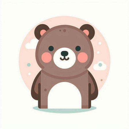 Cute bear. Vector illustration in flat cartoon style on white background.のイラスト素材