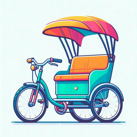 Tuk tuk icon. Vector illustration of a tricycle.のイラスト素材