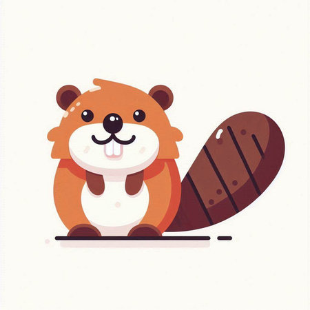 Cute beaver vector illustration. Cute cartoon beaver.のイラスト素材