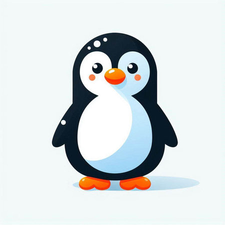 Cute cartoon penguin on a white background. Vector illustration.のイラスト素材