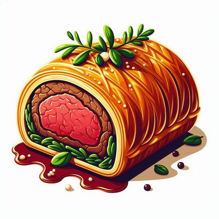 Illustration of a piece of meat in the form of a pieのイラスト素材