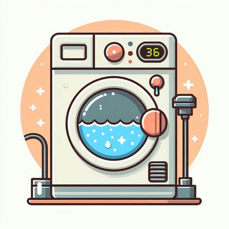 Washing machine in flat style. Vector illustration of washing machine.のイラスト素材