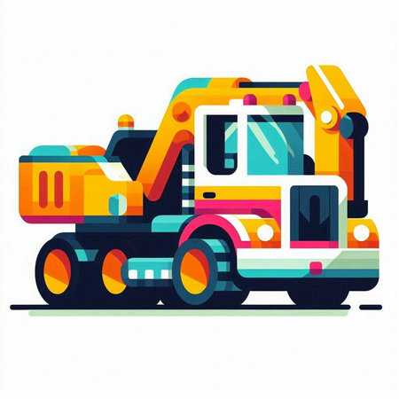 Truck with a trailer. Vector illustration. Colorful illustration.のイラスト素材