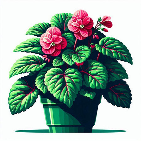 Violets in a pot on a white background. Vector illustration.のイラスト素材
