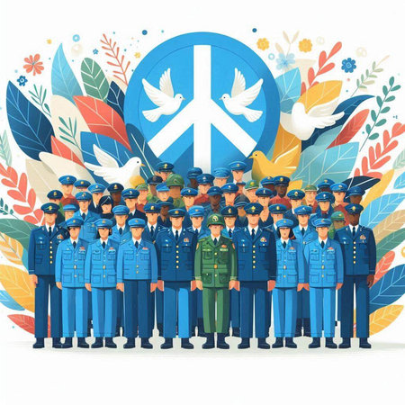 Vector illustration of a group of people in the form of a symbol of peace and freedomのイラスト素材