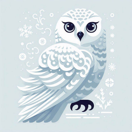 Snowy Owl. Symbol of the new year. Vector illustration.のイラスト素材
