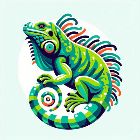 Green iguana on a white background. Vector illustration for your designのイラスト素材