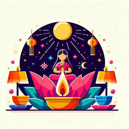 Happy Diwali. Hindu festival of lights. Vector illustration.のイラスト素材