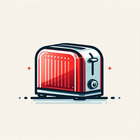 Retro toaster icon in flat line style. Vector illustration.のイラスト素材