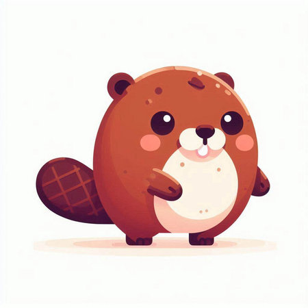 Cute beaver cartoon character. Vector illustration on white background.のイラスト素材
